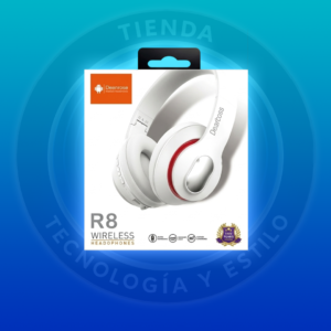 auriculares inalámbricos deepbass r8 bluetooth v5+ con soporte para tarjeta tf y radio fm blanco